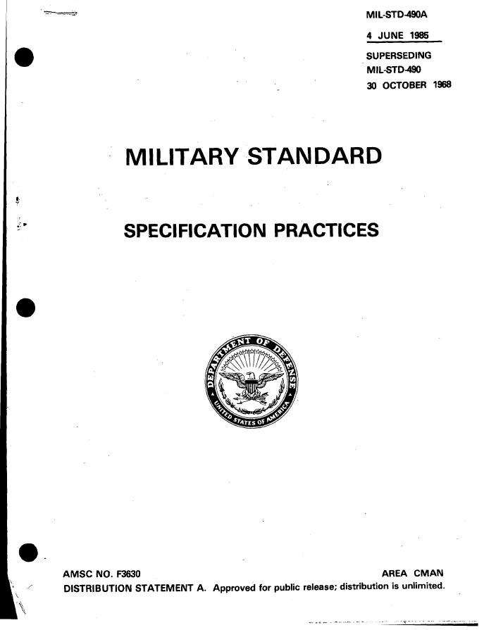 MIL STD- Specification Practices | SE Goldmine